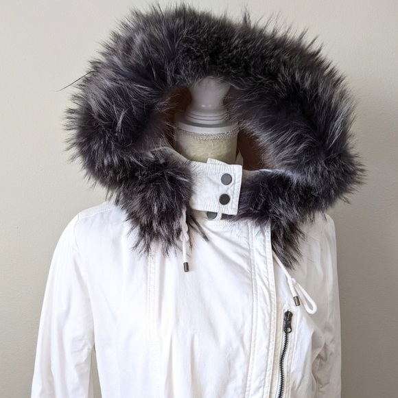 Vince White Quilted Coat with Fur-Trimmed Hood S - Picture 3 of 6